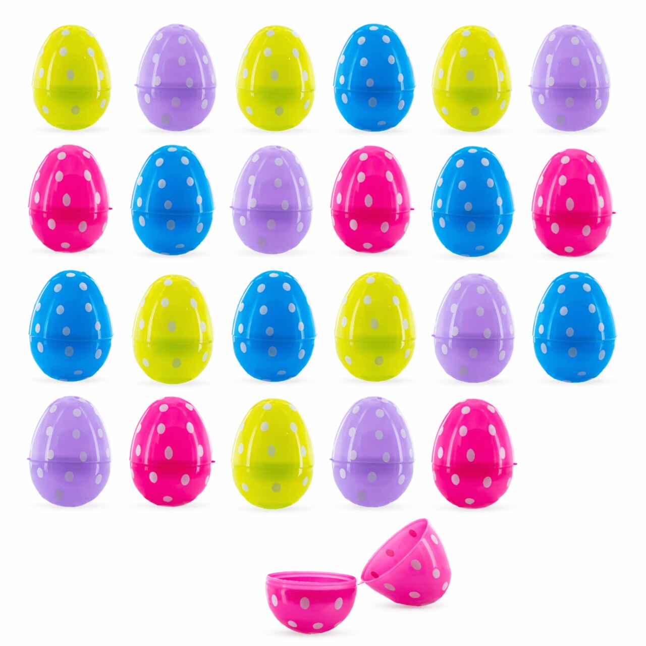 Set of 24 Easter Eggs Fillable Plastic Polka Dot Printed Eggs for Egg Hunt Kids Party Favors Candy Toy Stuffers 2.25 Inches